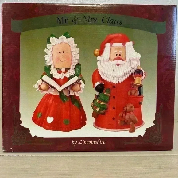 Vintage 1998 Kirkland 10” Table Top Mr & Mrs Santa Claus In Original Box - Picture 2 of 9